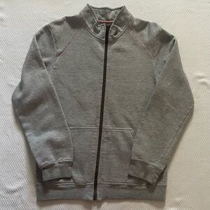 Cute grey zip-up jacket with pink accents